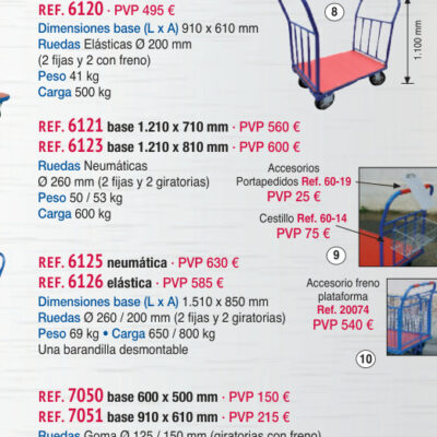 Plataforma 2 baran. 1.210 x 710 mm ruedas neumáticas - Novodinámica Ref. 6121