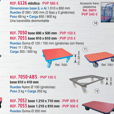 Base con ruedas 600 x 500 mm - Novodinámica Ref. 7050
