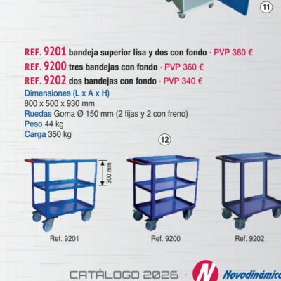 Carro herramientas 2 bandejas con fondo - Novodinámica Ref. 9202
