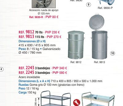 Cubo con pedal galvanizado 70 lts - Novodinámica Ref. 9812