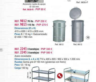 Cubo sin pedal galvanizado 115 lts - Novodinámica Ref. 9813