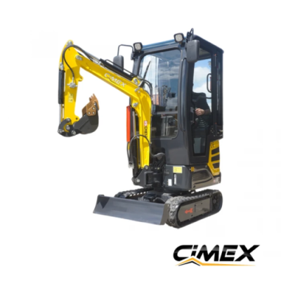 Miniexcavadora CIMEX CHE12RS-CAB-SB de 1,2 t con cabina y brazo articulado