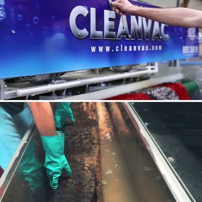 Detalle de funcionamiento de la serie Cleanvac BRS-B durante el lavado de alfombras