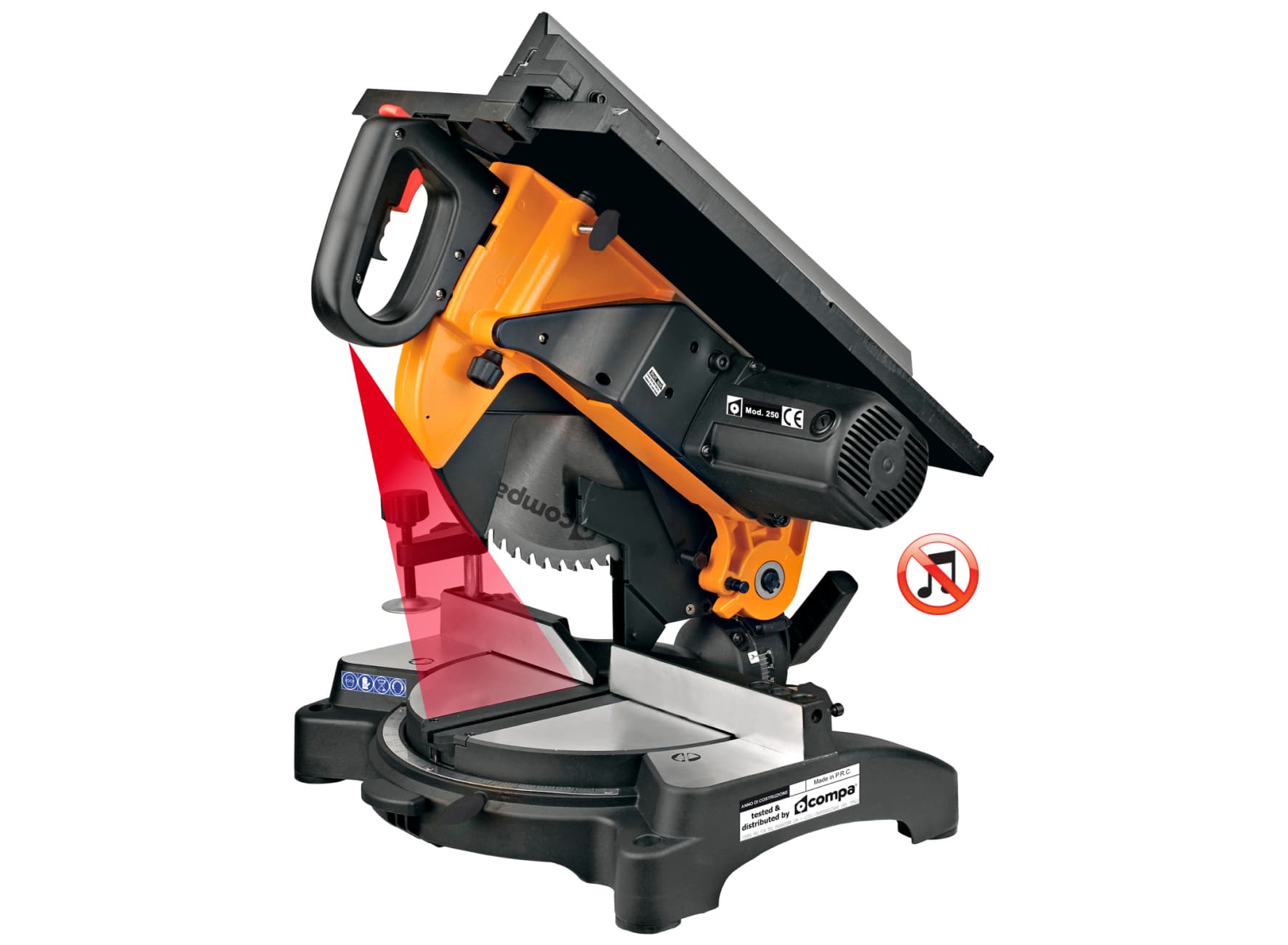Ingletadora COMPA ORANGE 250 MULTICUT-PLUS para madera aluminio y perfiles de hierro