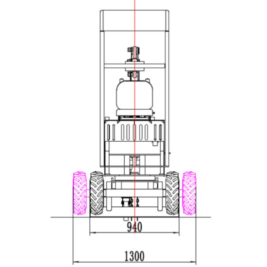 HZC Power BZR520K - esquema de anchura HZC Power BZR520K - esquema técnico de anchura entre 940 y 1300 mm
