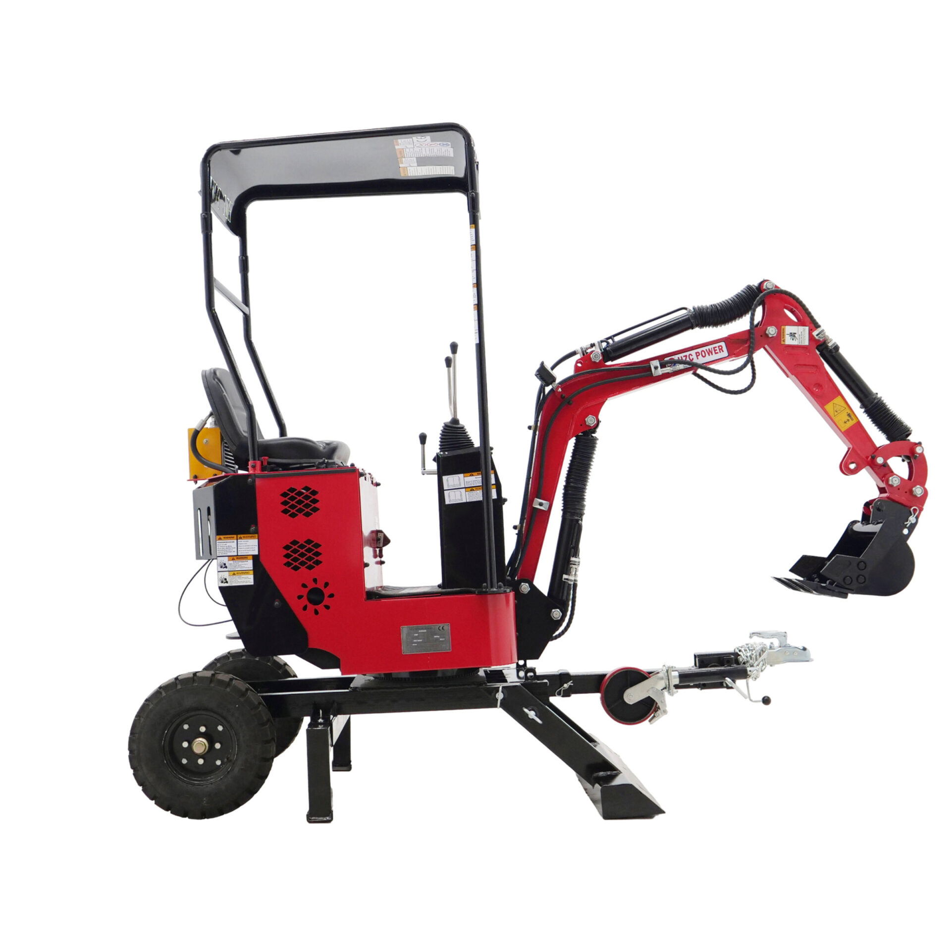 HZC Power BZR520K - vista lateral derecha Miniexcavadora móvil HZC Power BZR520K - vista lateral derecha sobre dos ruedas