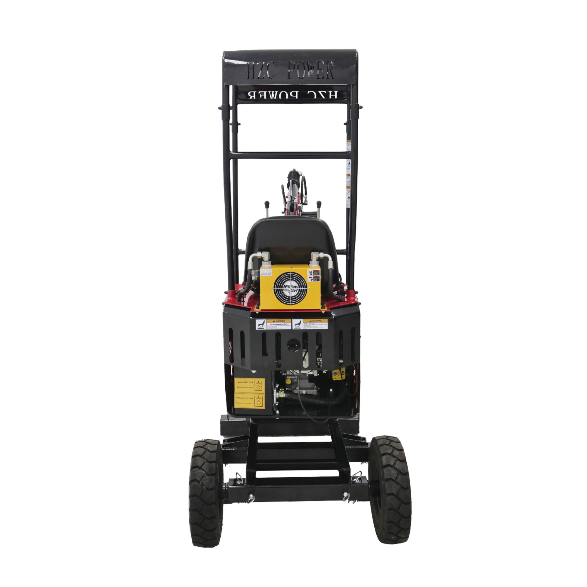 HZC Power BZR520K - vista trasera Miniexcavadora HZC Power BZR520K - vista trasera del puesto y tren de ruedas