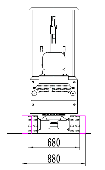 HZC Power EBKB810K - esquema de ancho variable Miniexcavadora HZC Power EBKB810K - esquema técnico de ancho variable 680 a 880 mm