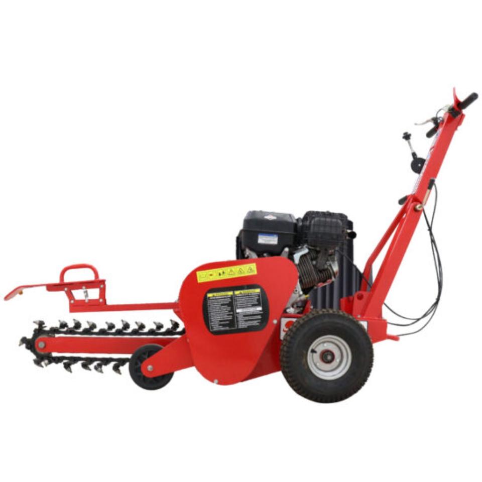 HZC Power GF150 - vista frontal de cadena Zanjadora HZC Power GF150 7 HP - detalle frontal de cadena y dientes de corte