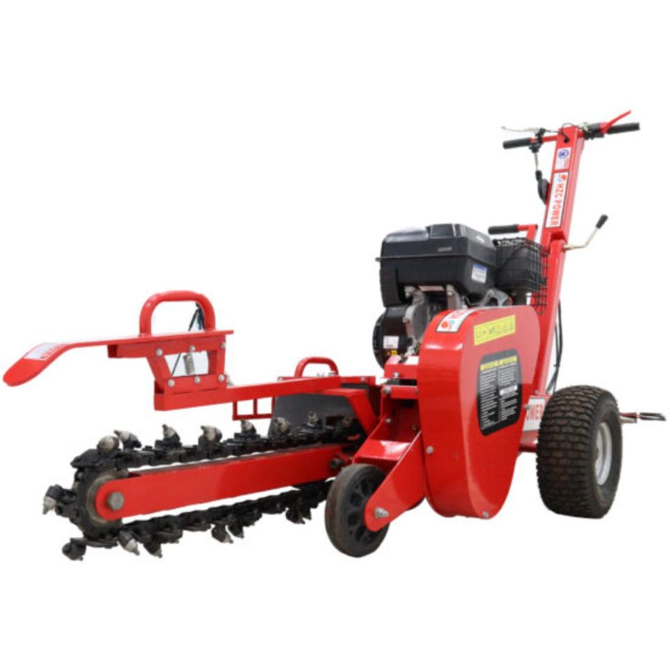 HZC Power GF150 - vista lateral Zanjadora HZC Power GF150 7 HP - vista lateral de la cadena de corte