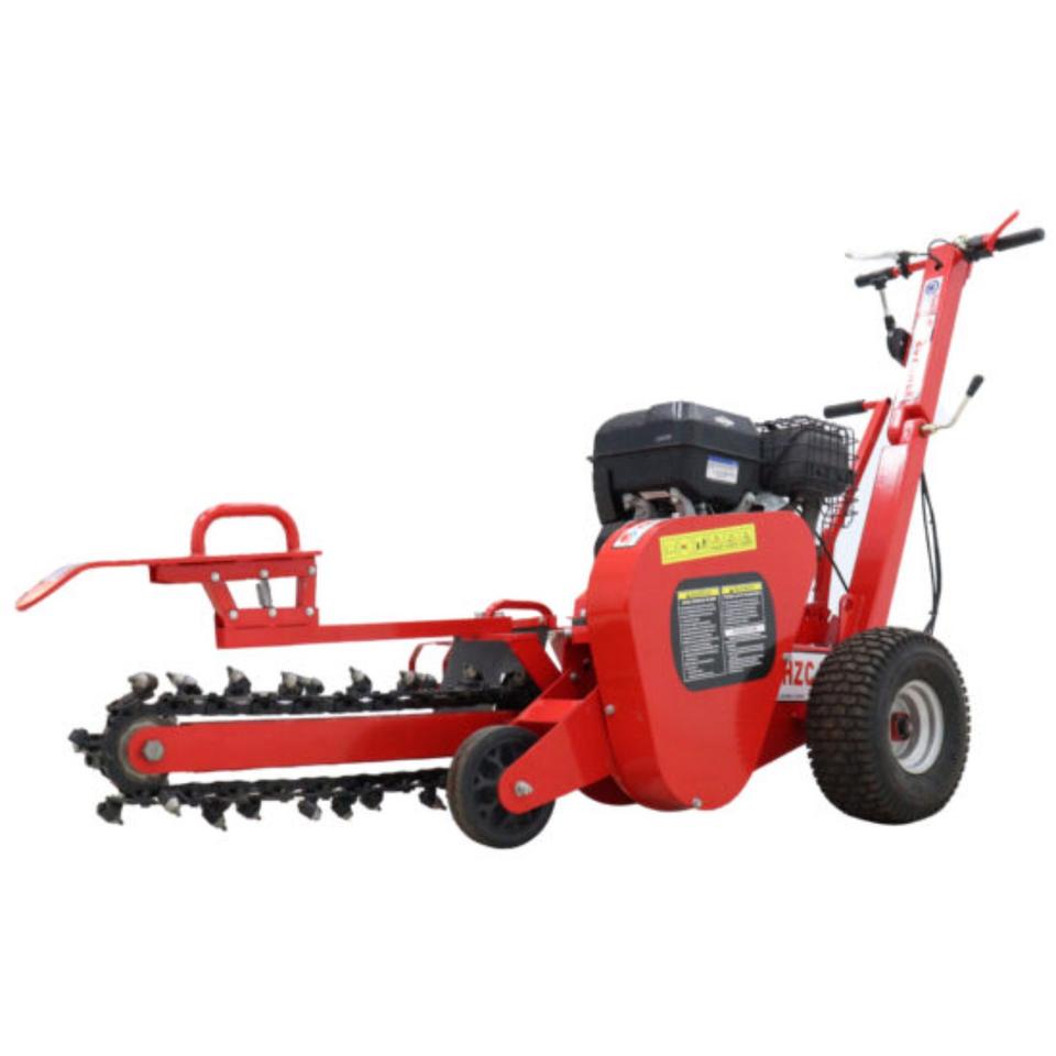 HZC Power GF150 - vista lateral opuesta Zanjadora HZC Power GF150 7 HP - vista lateral opuesta con ruedas neumáticas