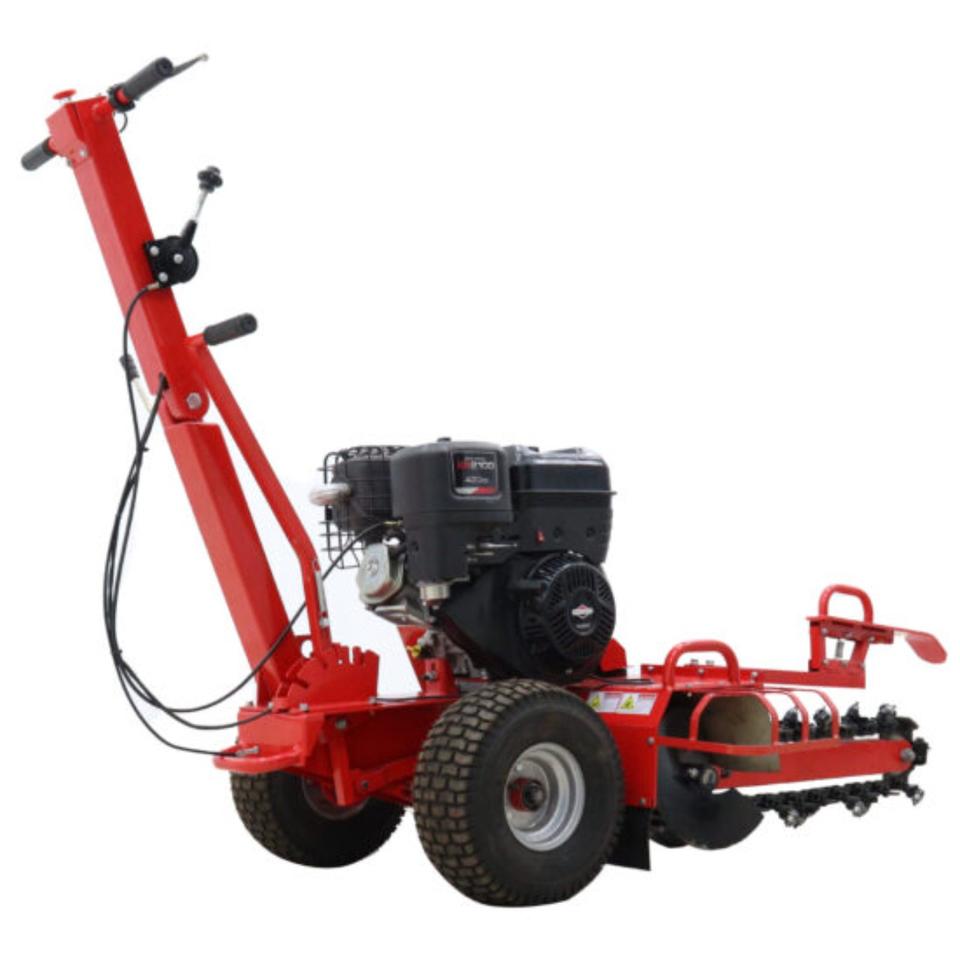 HZC Power GF150 - vista trasera y motor Zanjadora HZC Power GF150 7 HP - vista trasera del motor y ruedas