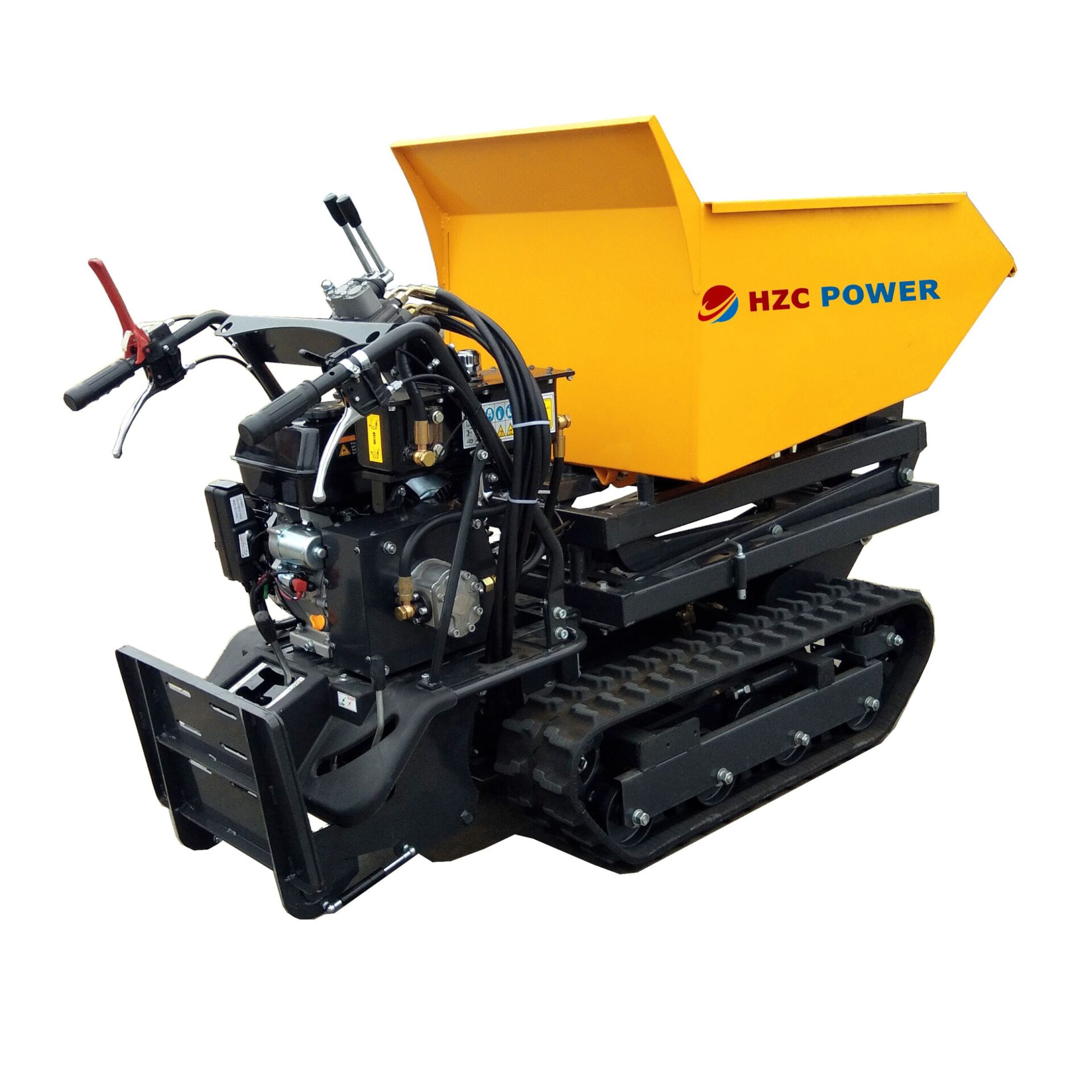 HZC Power MDK500HKSH - vista tres cuartos hidráulica HZC Power MDK500HKSH – Seitenansicht von Hydrauliksystem und Raupenfahrwerk