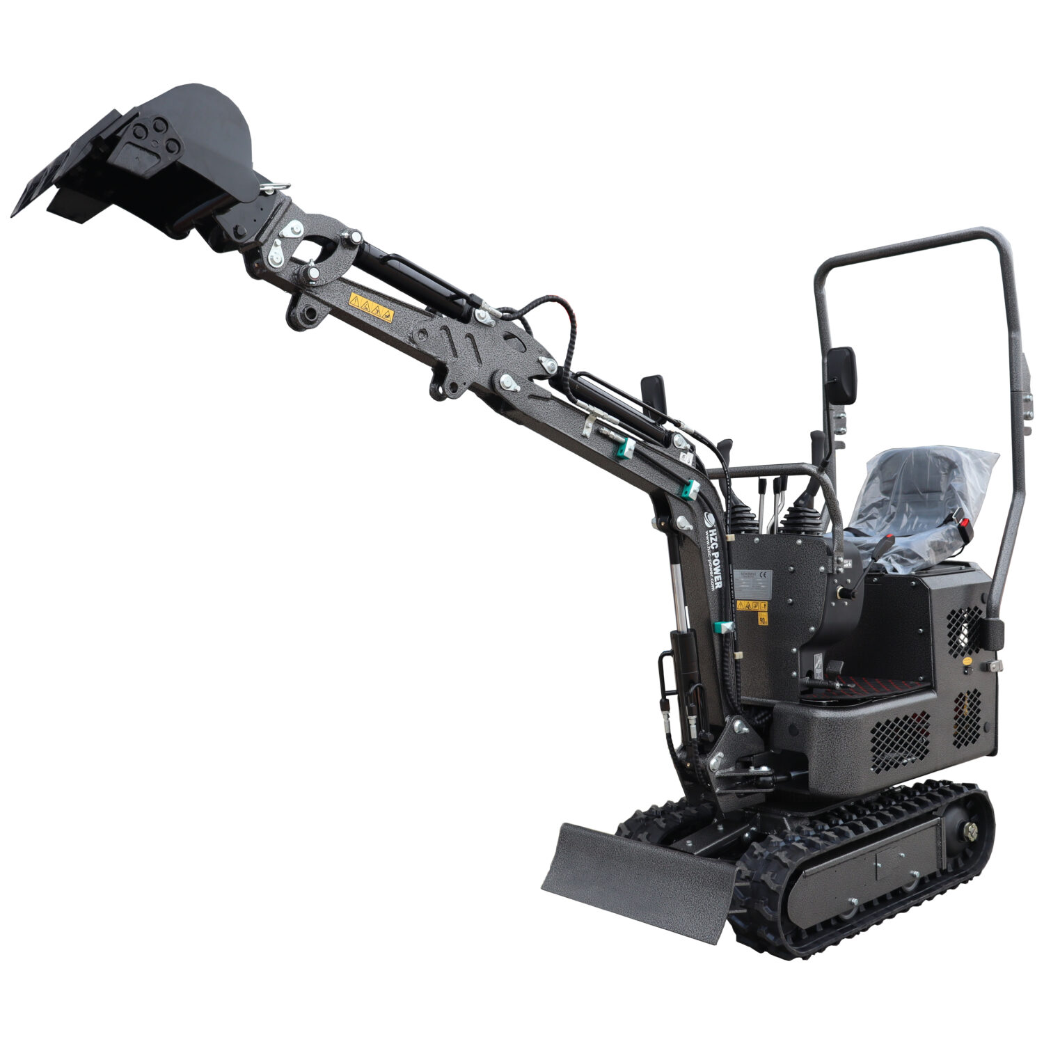 HZC Power SDKB802S - vista frontal lateral Miniexcavadora HZC Power SDKB802S diésel - vista frontal lateral con ROPS