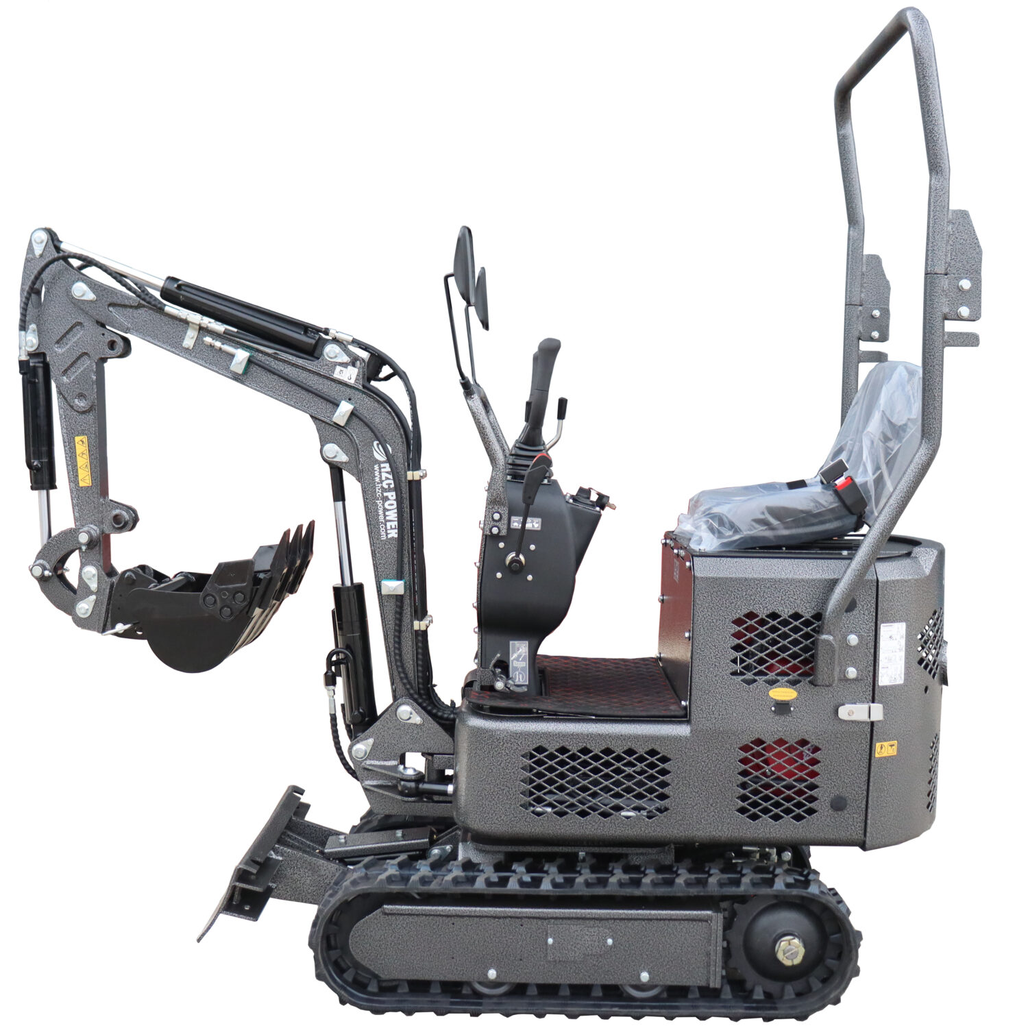 HZC Power SDKB802S - vista lateral Miniexcavadora HZC Power SDKB802S diésel - vista lateral con orugas y ROPS