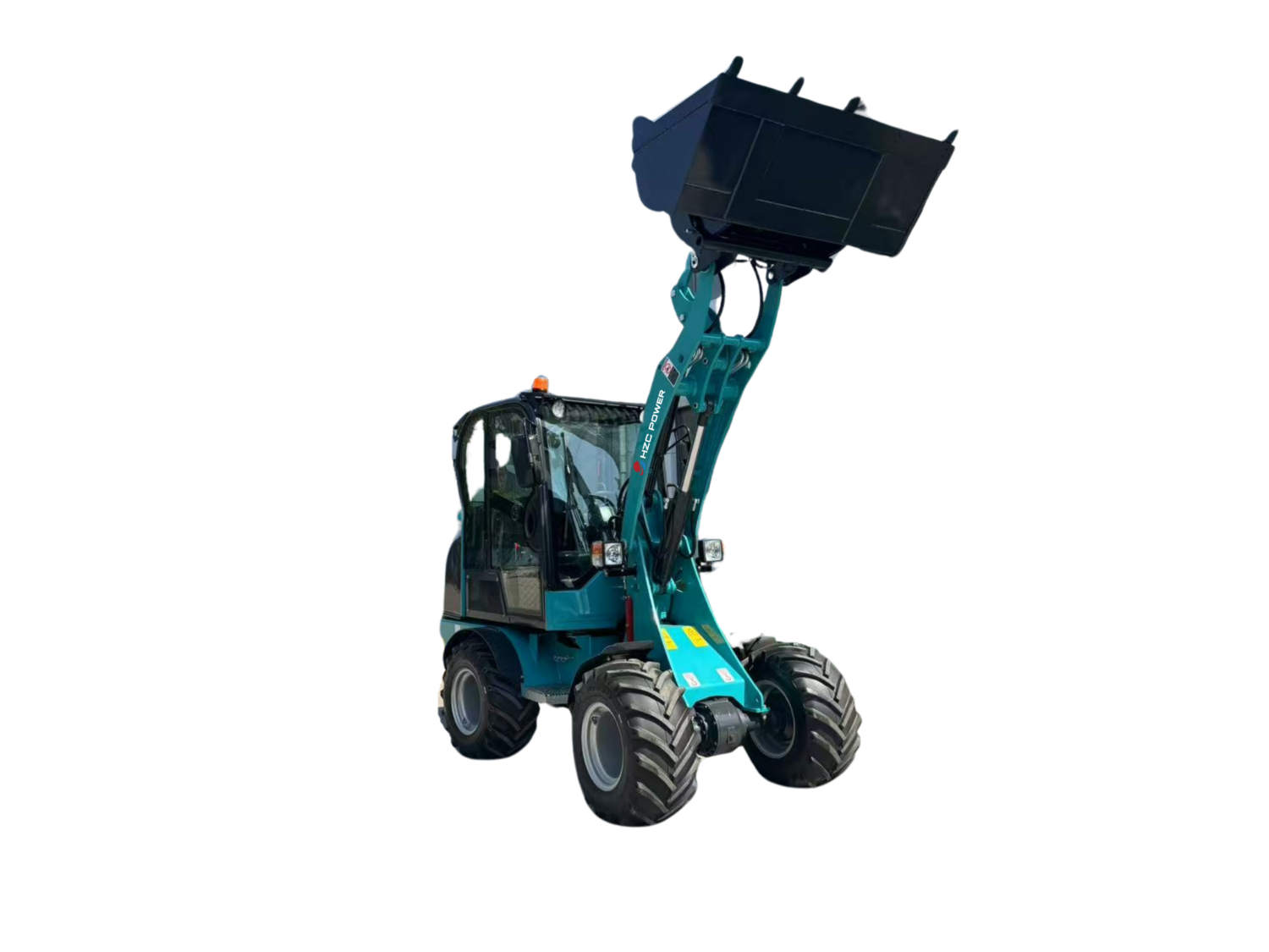 HZC Power WL1200 - cuchara elevada HZC Power WL1200 - vista frontal con cuchara elevada