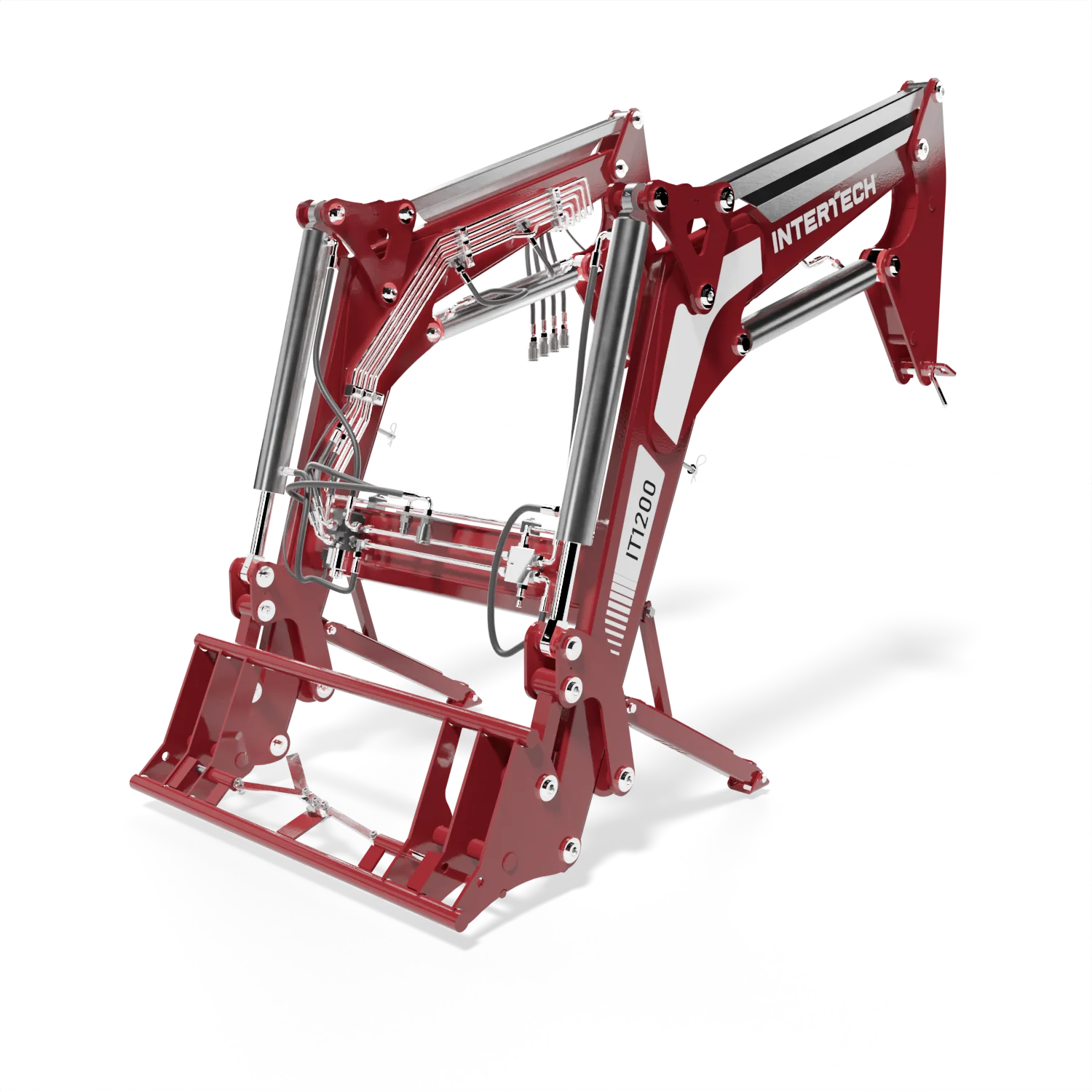 Cargador frontal INTERTECH IT 1200 para tractor, 1.200 kg y 3.450 mm de elevación