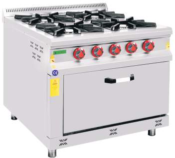 Cocina profesional a gas La Bari SKC-KZG-880 4 fuegos con horno