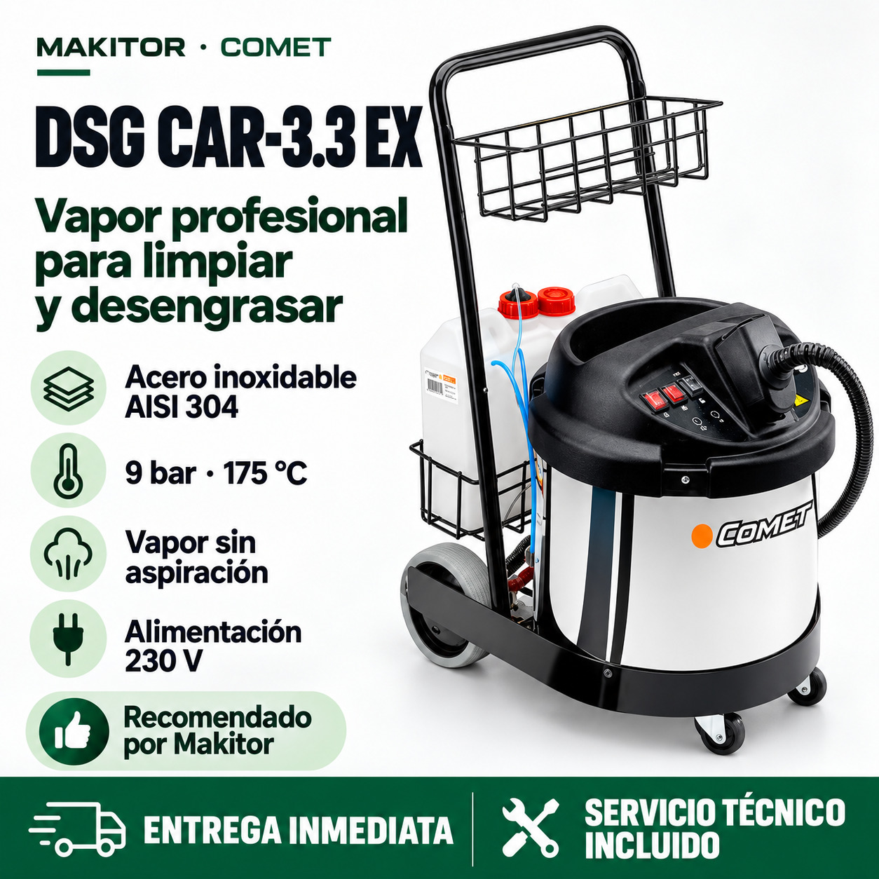 Comet DSG CAR-3.3 EX · Ventajas y servicio Makitor Comet DSG CAR-3.3 EX: ventajas del modelo, entrega inmediata y servicio técnico incluido en Makitor.