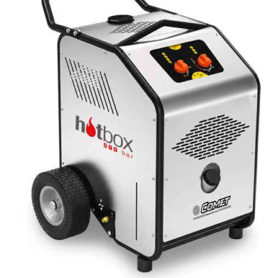 Generador de agua caliente Comet Hot Box de la serie 350/500; equipo de catálogo rotulado como 500 bar.