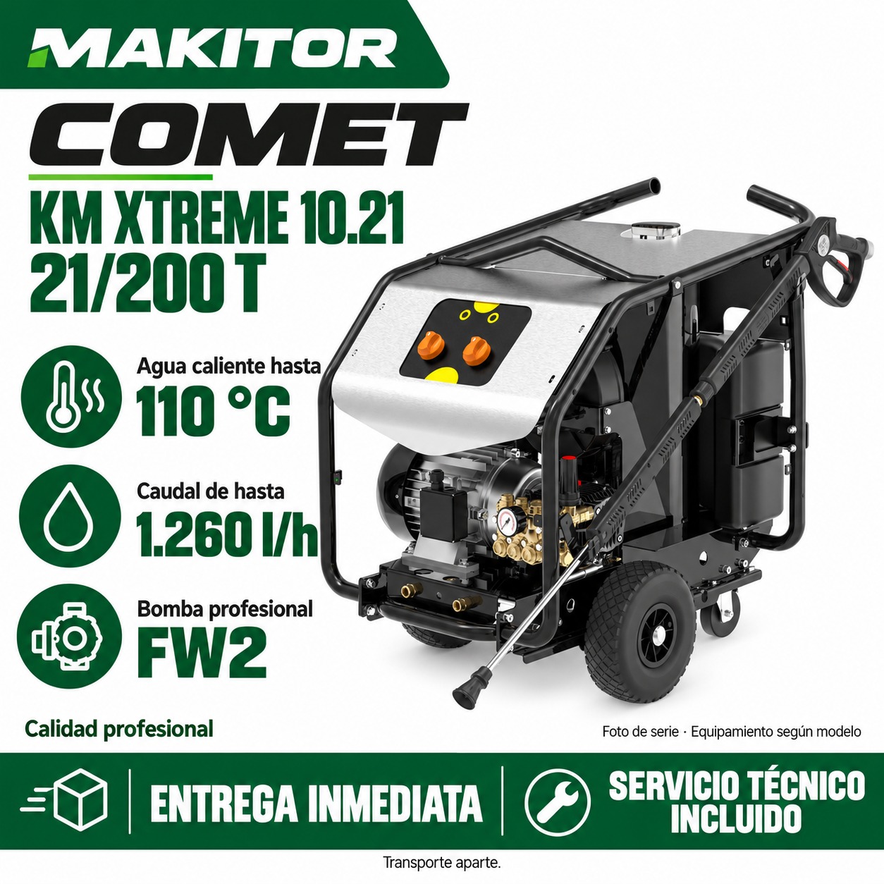Comet KM Xtreme 10.21 21/200 T · promoción Makitor Composición promocional ilustrativa de Comet KM Xtreme 10.21 21/200 T; fotografía de serie y ventajas del modelo.