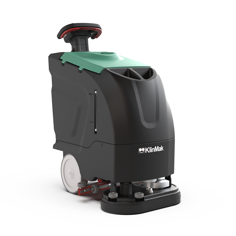 Fregadora secadora profesional KlinMak Joker 5050 de conductor a pie, vista general oficial