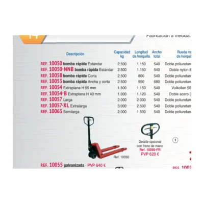 Transpaleta corta Novodinámica 10058 2500 kg 800 × 540 mm