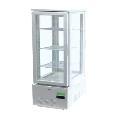 Expositor vertical refrigerado La Bari SGDSC-278W | 4 caras de cristal, blanco