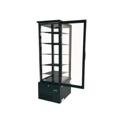 Expositor vertical refrigerado La Bari SGDSC-278B | 4 caras de cristal, negro