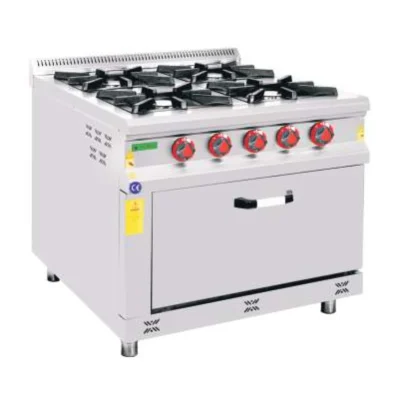 Cocina profesional a gas La Bari SKC-KZG-880 | 4 fuegos y horno